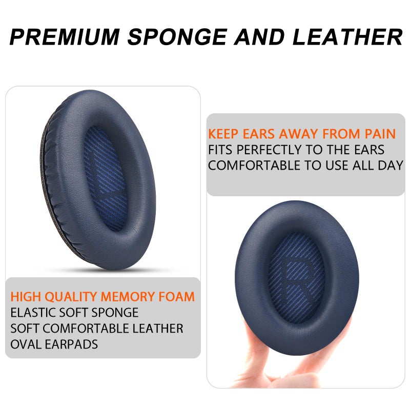 GEVO Premium Replacement Ear Pads for Bose QC35 & QC35ii Headphones by GEVO- Comfortable Adaptive Memory Foam and Extra Durable - Fits QuietComfort 35 & 35ii / SoundLink 1&2 AEï¼ˆOver-Earï¼ˆBlueï¼‰ - Image 5